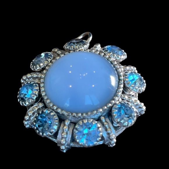 Vintage Avon 1974 Moon Magic Glass Pendant Silver Tone - Picture 2 of 6